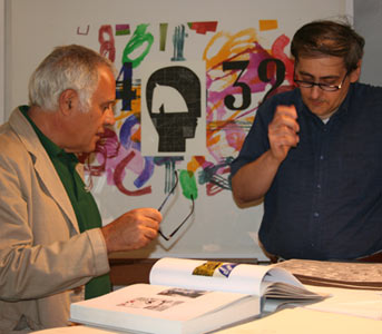 Mimmo Paladino con Roberto Gatti nel Laboratorio.